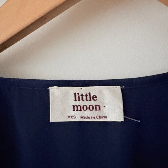 Aritzia Little Moon NAVY Vesper Satin Wrap-Front Maxi Dress Navy Blue Size XXS - Picture 6 of 7